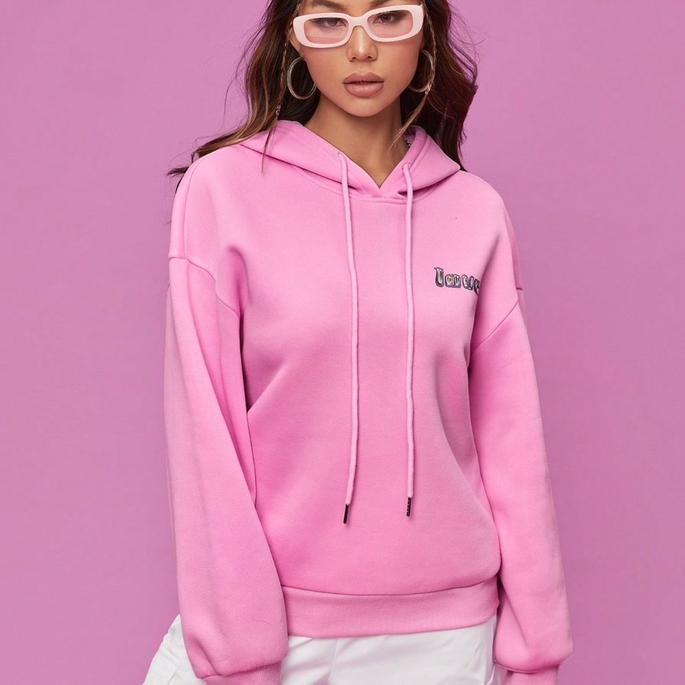 Dopamine Dressing Star & Letter Graphic Drop Shoulder Hoodie